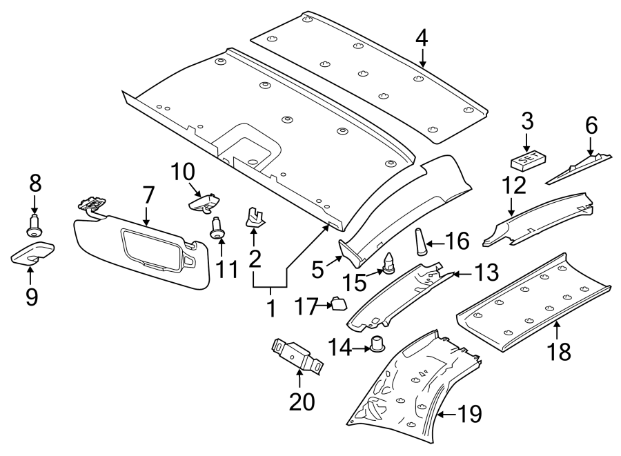 9P1898909 - Porsche Headliner hardware kit. Mount kit. Set of fastening ...