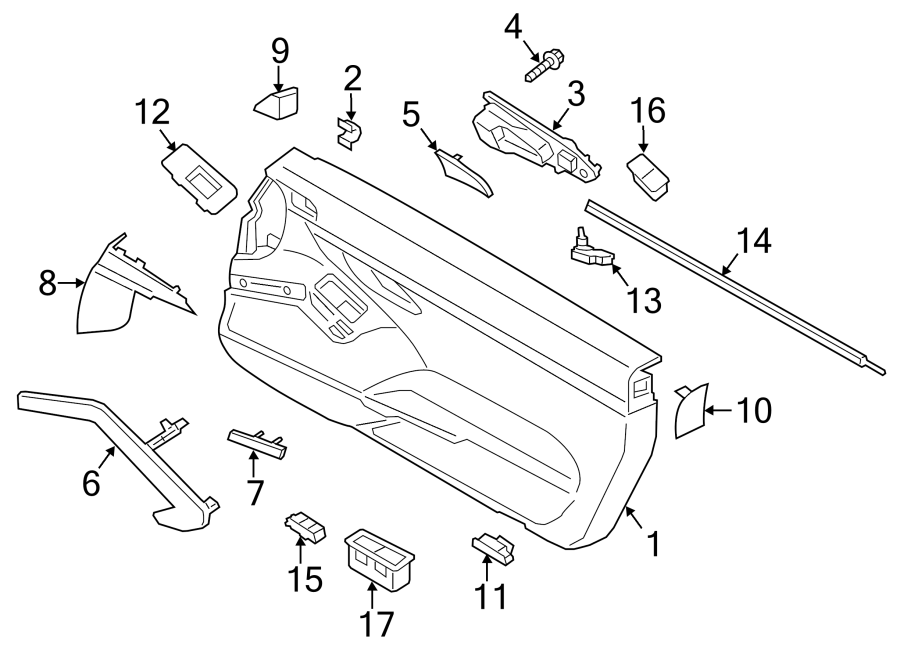 Porsche Boxster Basic module. Door interior trim panel. Door trim panel